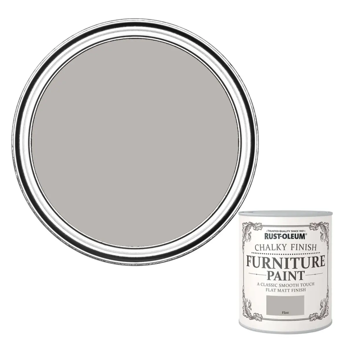 Vopsea mobila Rust-Oleum cu aspect calcaros Cremene nuanta gri 125 ml