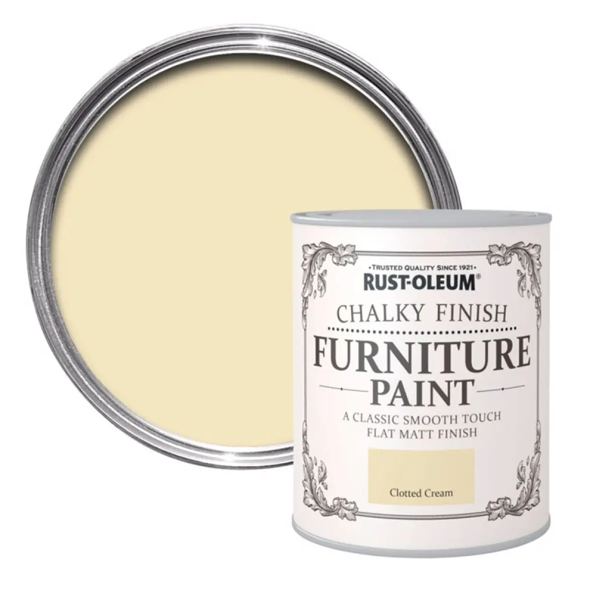 Vopsea pentru mobila Rust-Oleum cu aspect calcaros Smantana Grasa – Gebrochenes Weisz 125 ml