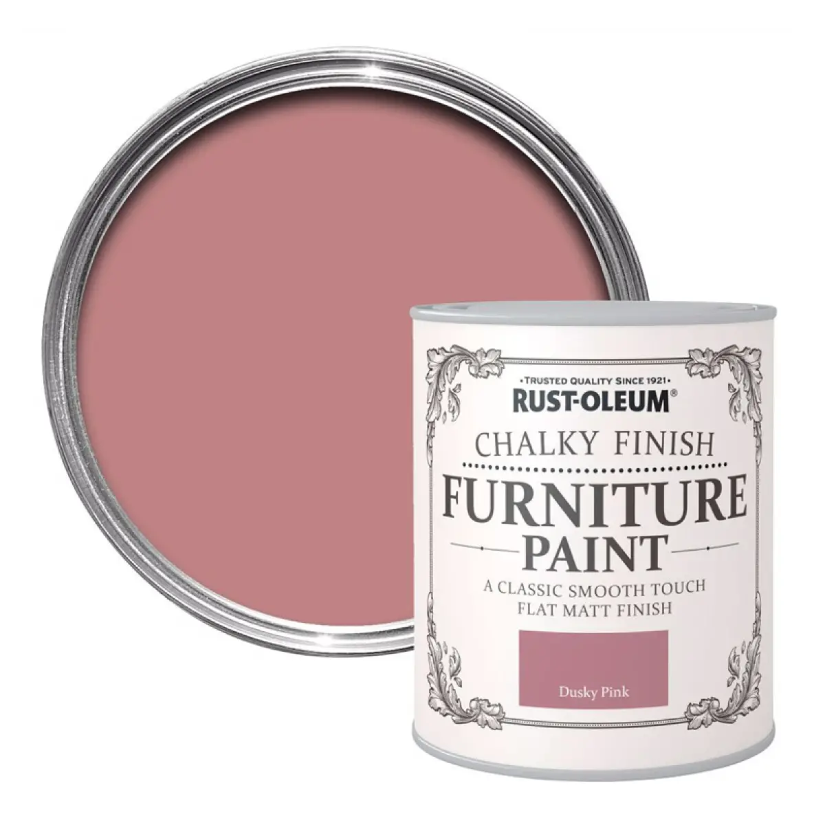 Vopsea pentru mobila Rust-Oleum cu aspect calcaros Roz prafuit 125 ml