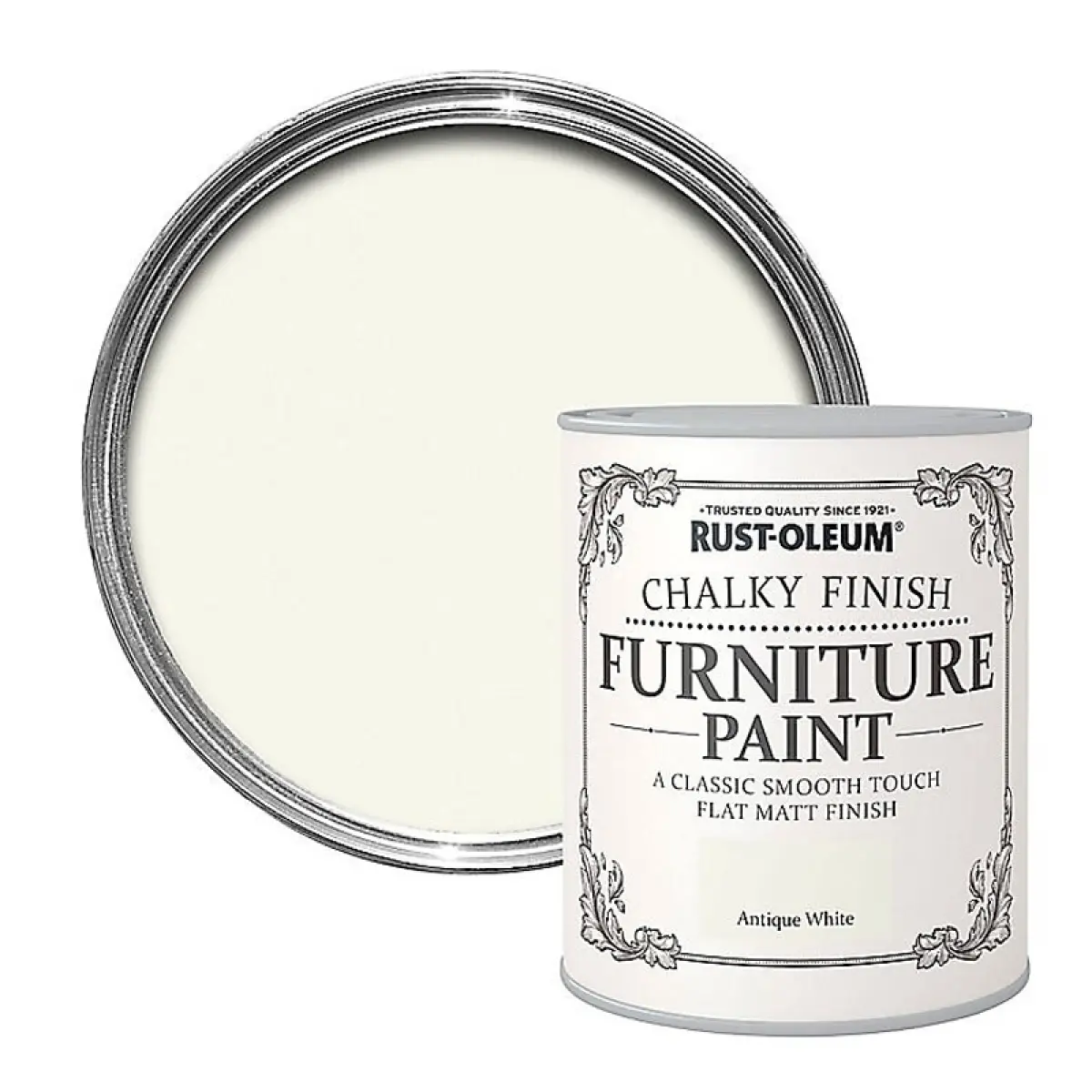 Vopsea pentru mobila Rust-Oleum cu aspect calcaros Alb antic 750 ml