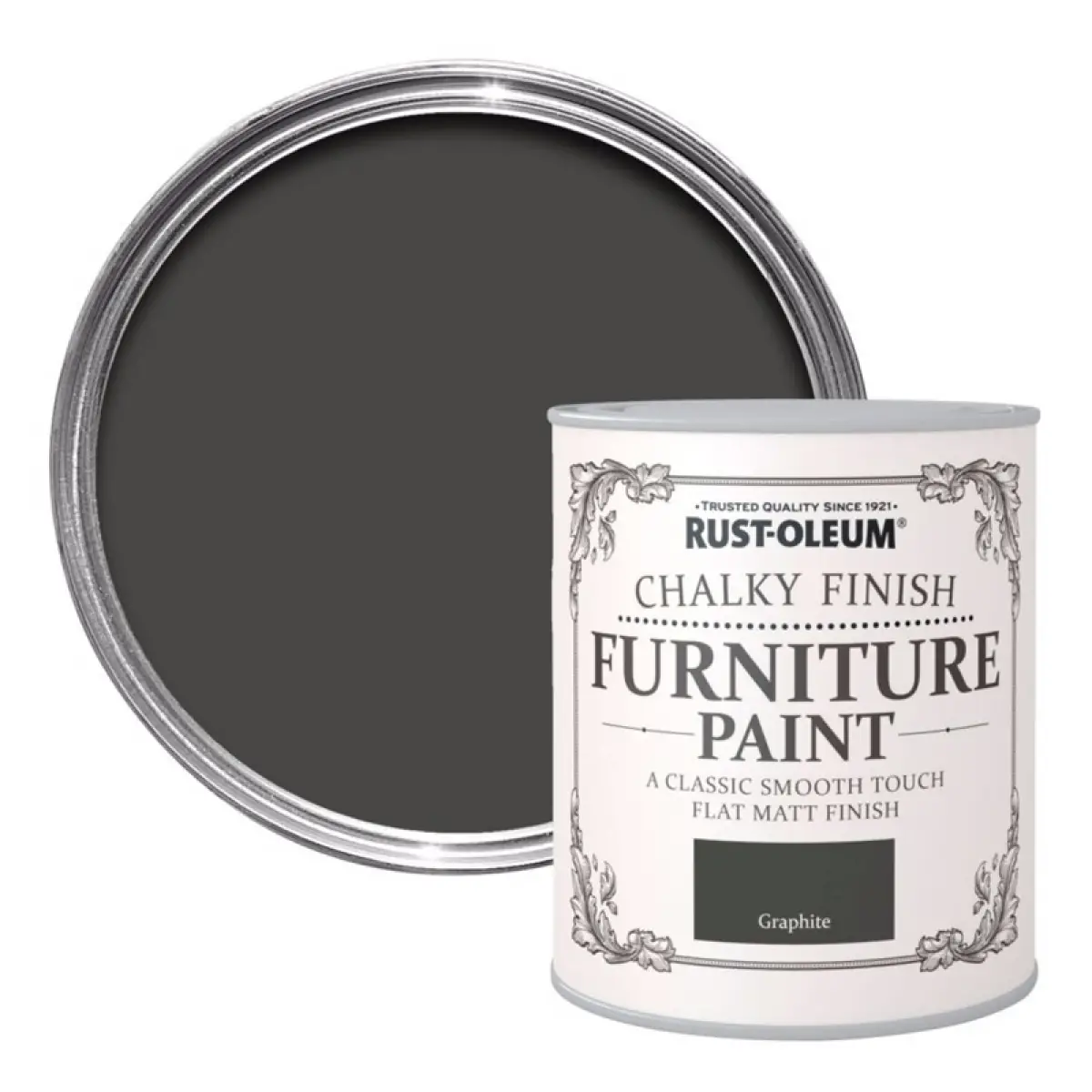 Vopsea pentru mobila Rust-Oleum cu aspect calcaros Grafit 125 ml