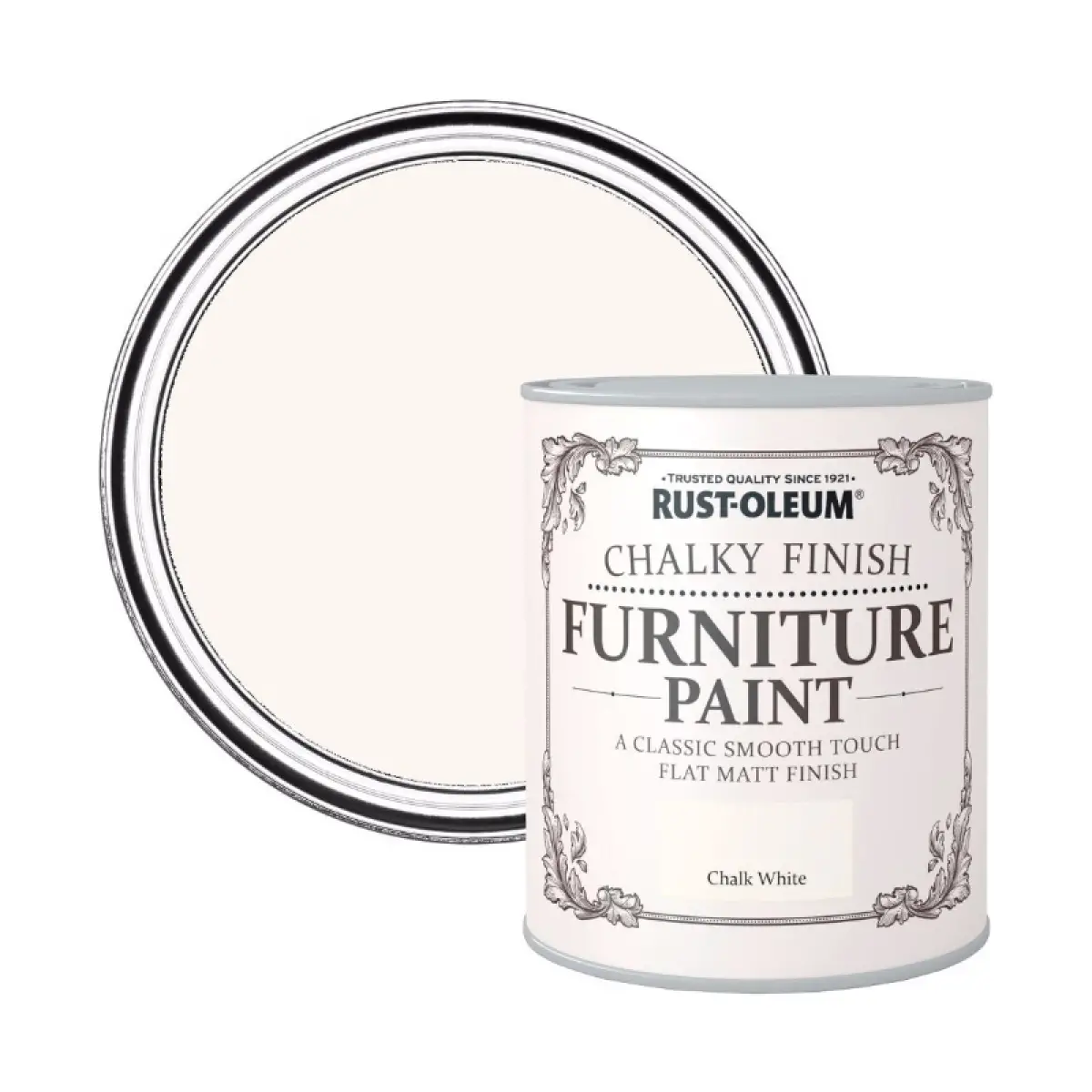 Vopsea pentru mobila Rust-Oleum cu aspect calcaros Alb Creta 125 ml