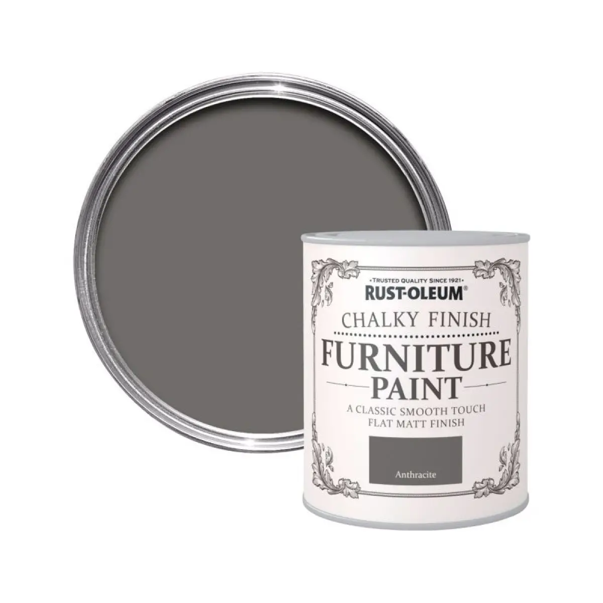 Vopsea pentru mobila Rust-Oleum cu aspect calcaros Antracit 125 ml